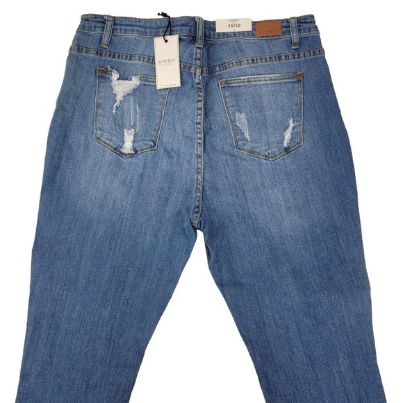 Judy Blue Jeans 15/32 Girlfriend Fit High Waist Distressed Stretch JB8421 - NEW - Picture 3 of 9